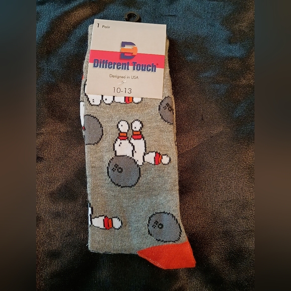 Bowling Themed Gray Novelty Socks - Picture 1 of 2